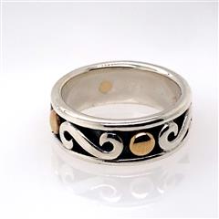 James Avery Swirl Dot Sterling Silver 14K YG Band Ring